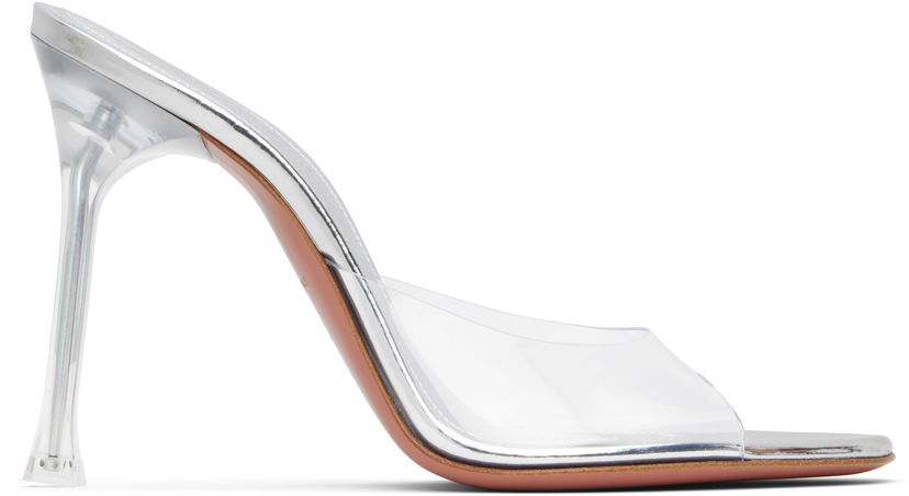 Аксесуари Amina Muaddi Amina Muaddi Alexa Glass 105 Heeled Sandals Металік | ALEXA GLASS SLIPPER