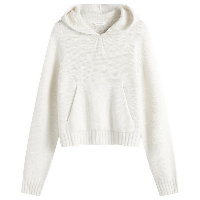 Світшоти Palm Angels Curved Logo Knitted Hoodie білий | PWHU012F24KNI0010161