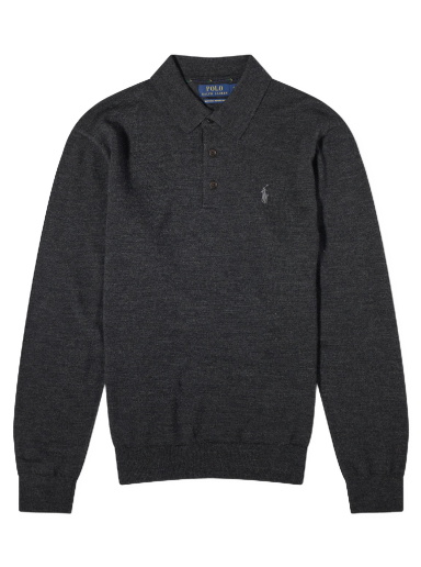 Світшоти Polo by Ralph Lauren Polo Ralph Lauren Long Sleeve Knitted Polo Dark Granite Heather чорний | 710876852002