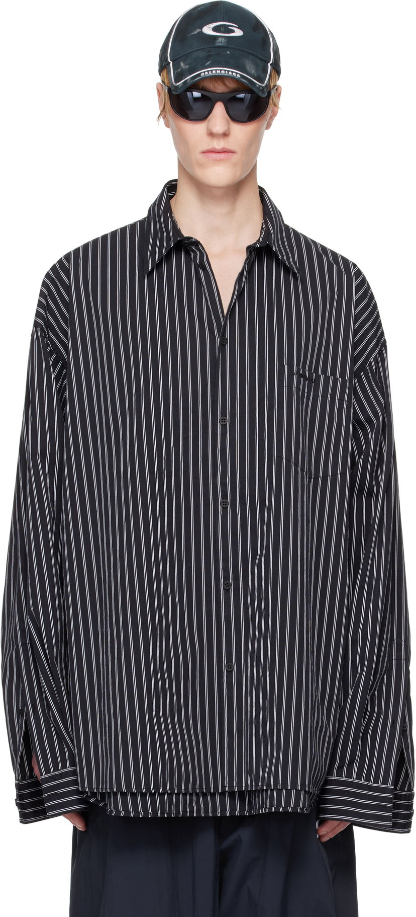 Сорочка Balenciaga Balenciaga Striped Flatground Shirt чорний | 814598TRM23