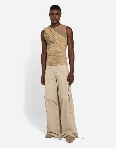 Безрукавка Dolce & Gabbana Stretch Tulle T-shirt With Draping бежевий | G8RW3TG7M7SS9000, 2
