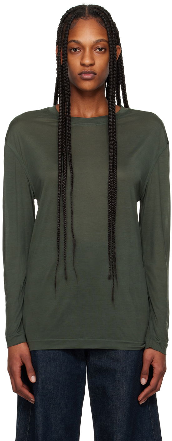 Футболка LEMAIRE Soft Long Sleeve T-Shirt Зелений | TO1171 LJ1011