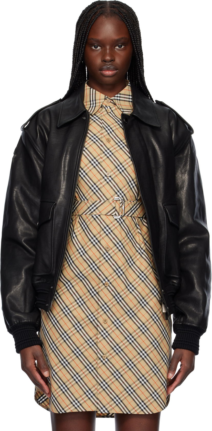 Куртка бомбер Burberry Burberry Bomber Leather Jacket чорний | 8103085