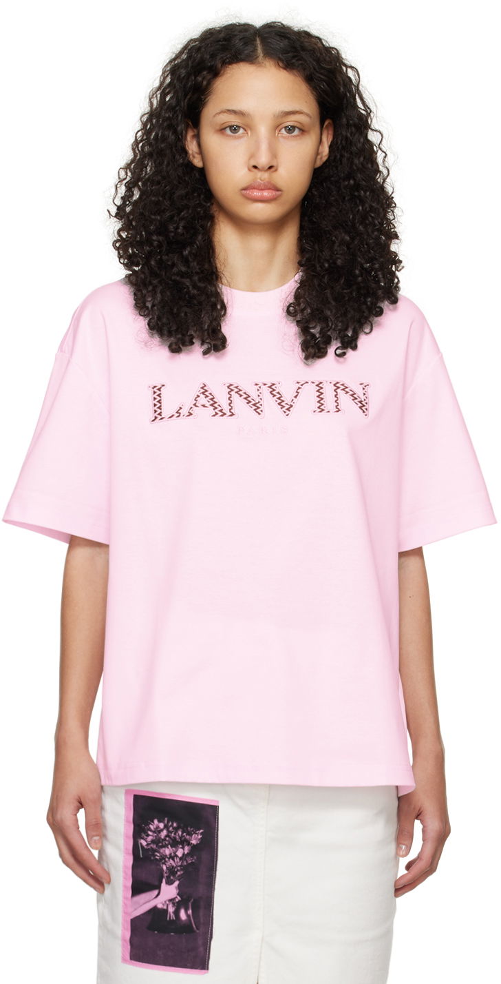 Футболка LANVIN Oversized Embroidered Curb T-Shirt Рожевий | RW-TS0022-J207-P24