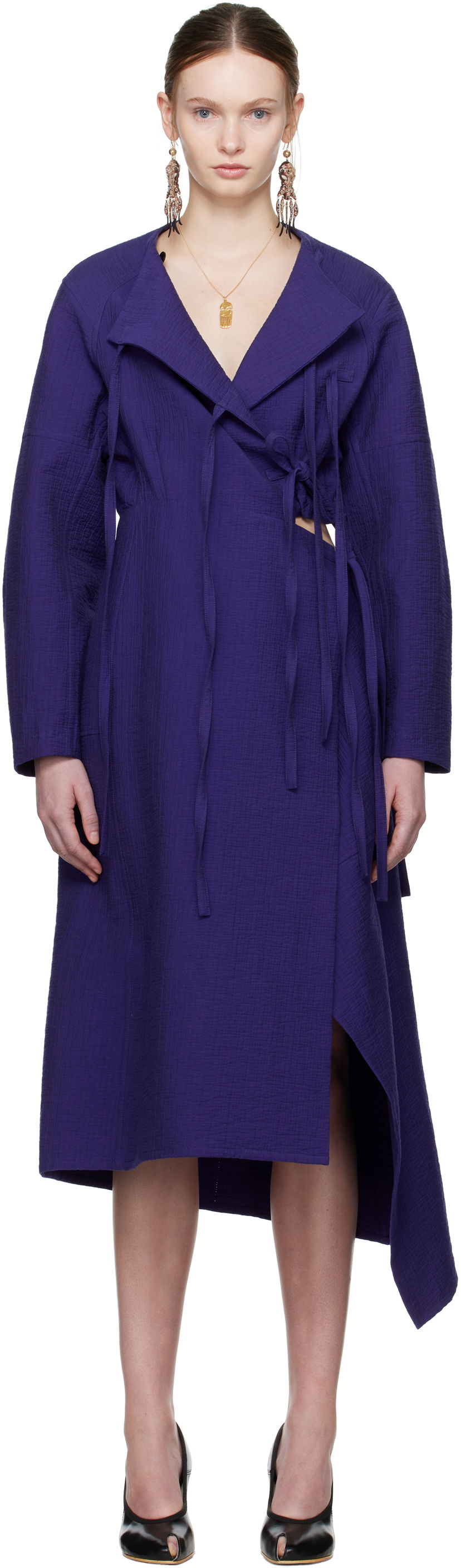плаття Tory Burch Tory Burch Cotton Wrap Midi Dress Фіолетовий | 173644-433
