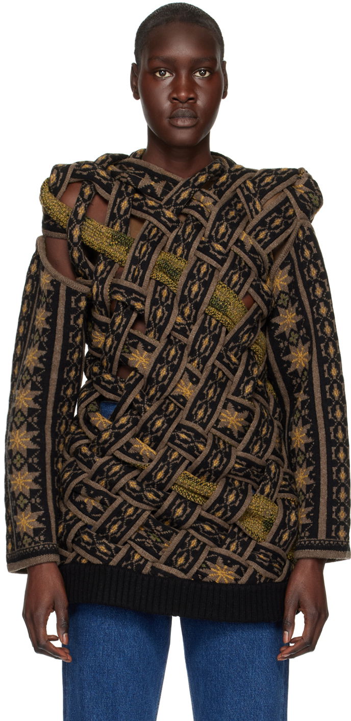 Cветр Y/PROJECT Braided Pattern Knit Sweater чорний | MPULL73-S23