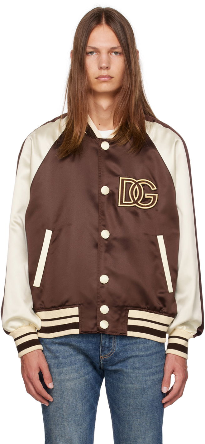 Куртка бомбер Dolce & Gabbana Brown & White 'D&G' Bomber Jacket Коричневий | G9ZB6ZFUM86