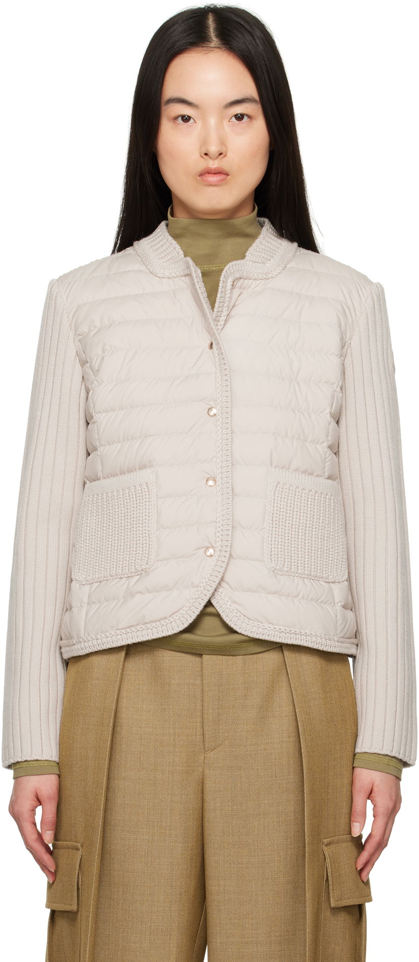Пуховик Moncler Moncler Padded Wool Down Cardigan бежевий | 9B000-13 M1131