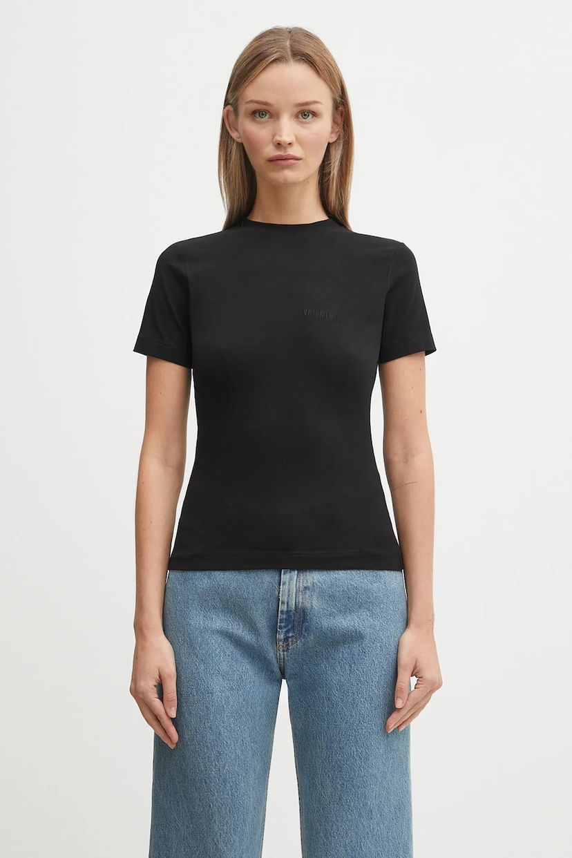 Футболка VETEMENTS VETEMENTS Logo Fitted T-Shirt чорний | WH76TR130B