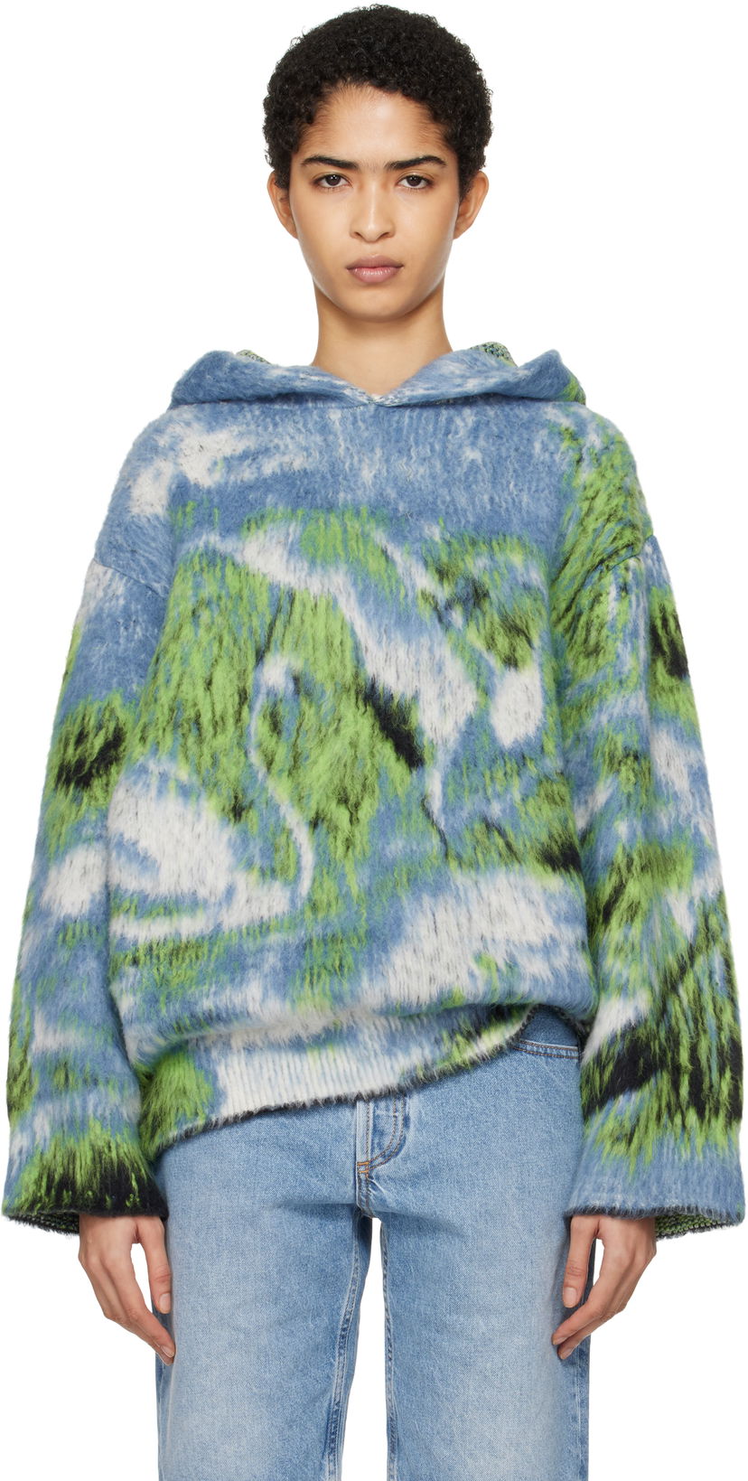 Світшоти The Attico Attico Swan Print Knit Hoodie Різнокольоровий | 250WCK00114 MIX015AA