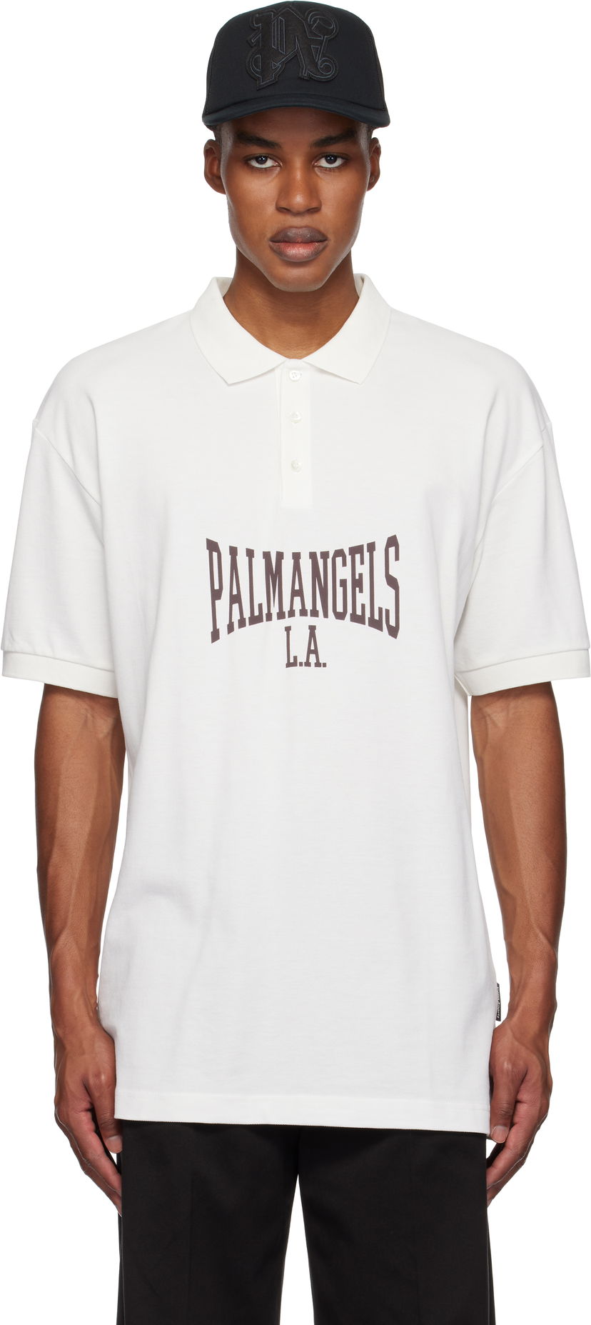 Сорочка поло Palm Angels College Polo білий | PMGB012F24FAB0010329