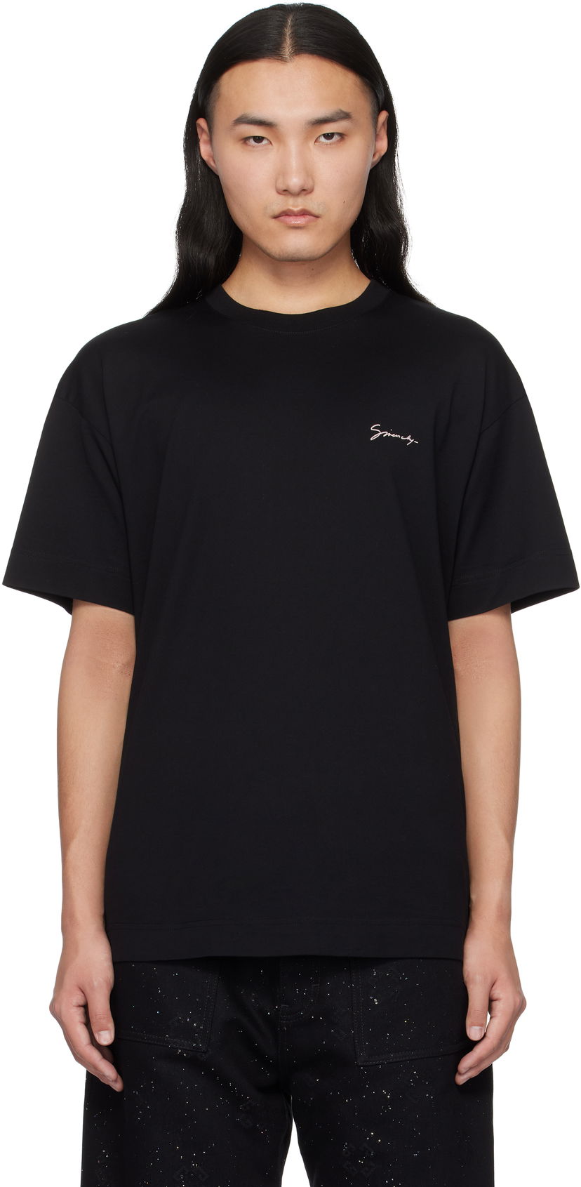 Футболка Givenchy Black T-Shirt With Logo чорний | BM71MG3YPS001