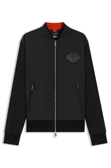 Куртка бомбер BOSS Porsche x BOSS Cotton-Blend Jersey Jacket чорний | 50543675