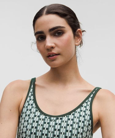 Спортивний костюм lululemon Geometric Pattern Cropped Tank Top B/C Cups Medium Support & Tennis Skirt Set Зелений | prod20002043, 3