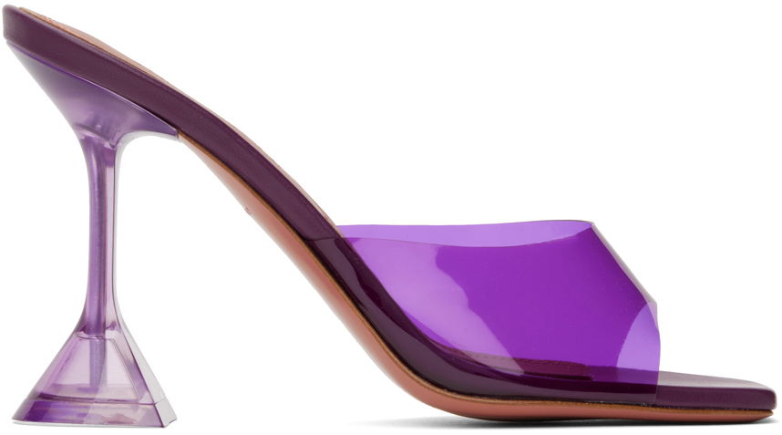 Догляд за взуттям Amina Muaddi Amina Muaddi Lupita Glass Slipper Heeled Sandals Фіолетовий | LUPITA GLASS SLIPPER CL PLEXI PV, 0