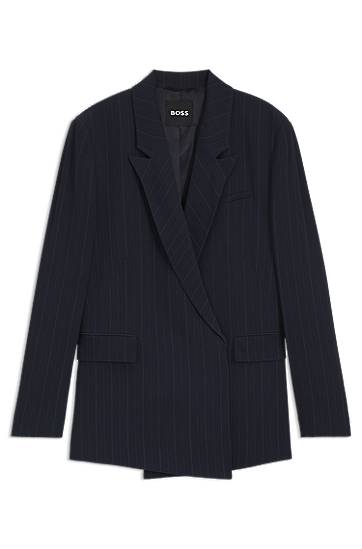 Куртка BOSS BOSS Relaxed-Fit Pinstripe Blazer темно-синій | 50548492
