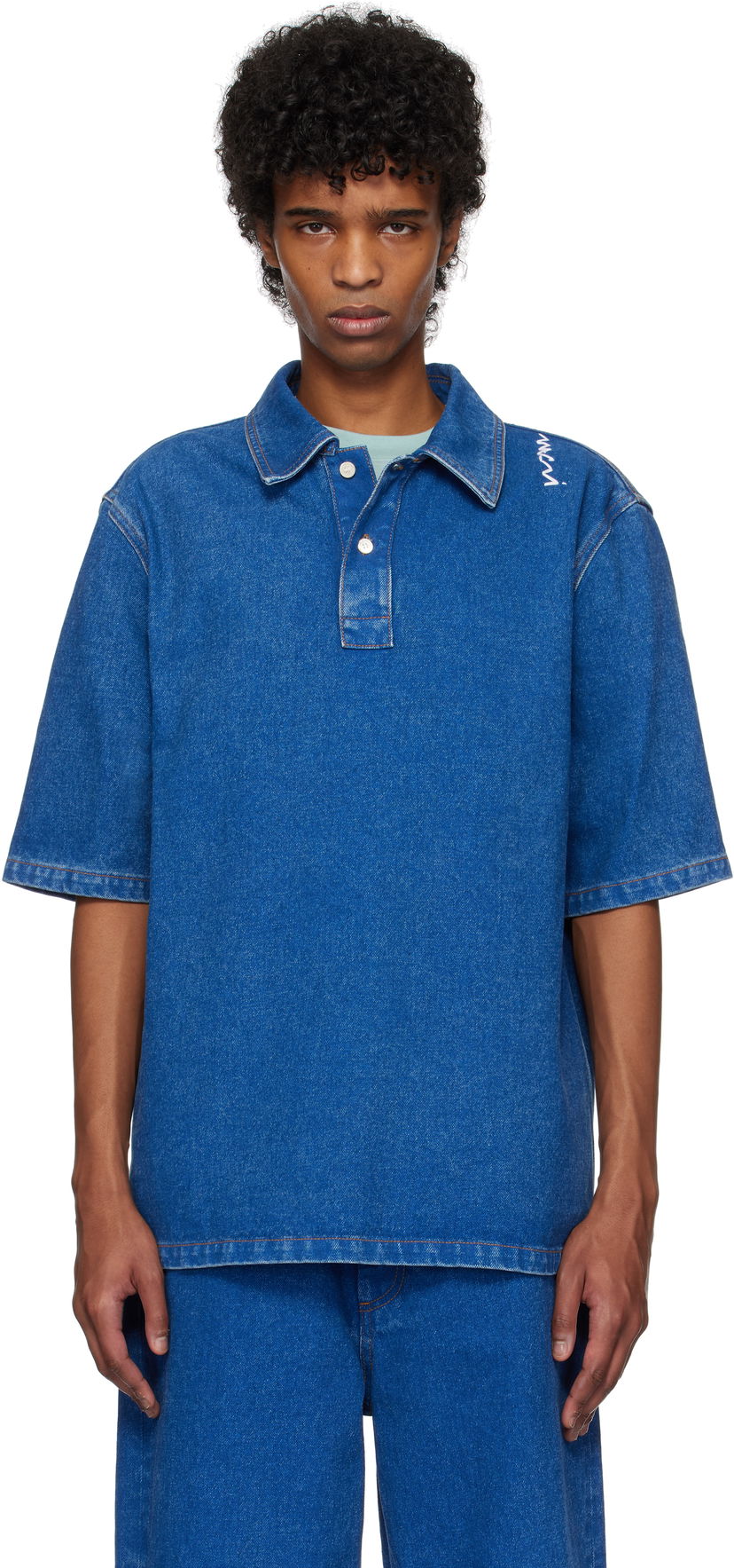 Сорочка поло Marni Marni Oversize Denim Polo Синій | POJU0001S0 USCU83