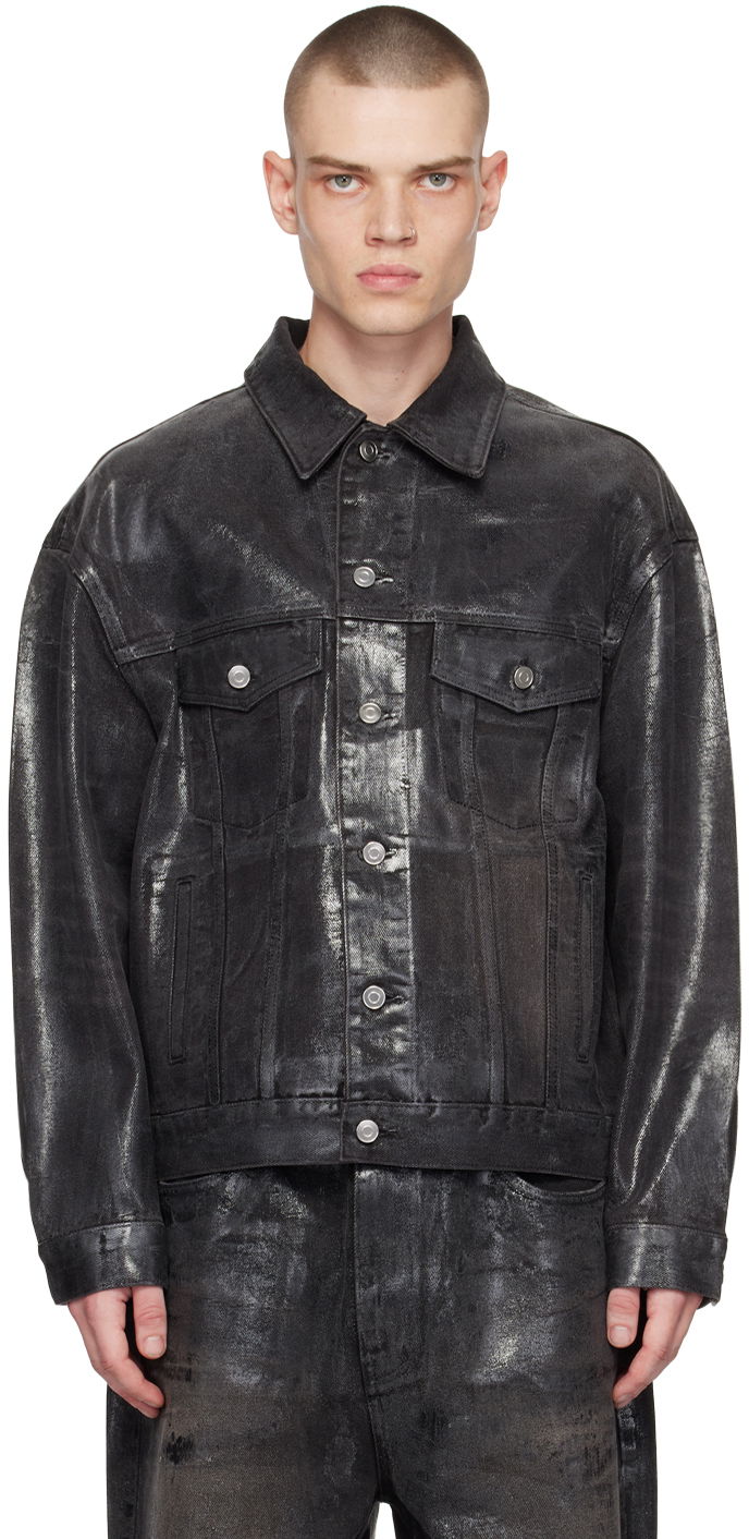 Куртка We11done We11done Foil Coated Trucker Denim Jacket чорний | WD-DJ1-23-318-U-BK