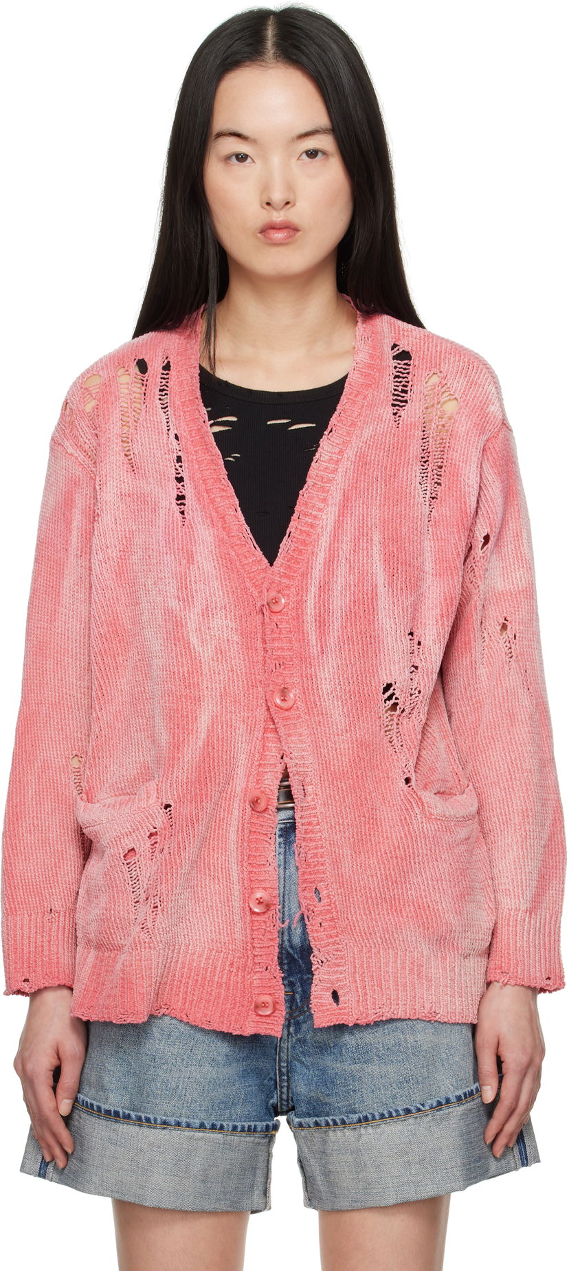 Cветр R13 R13 Distressed Boyfriend Cardigan Рожевий | R13WY237-Y201B