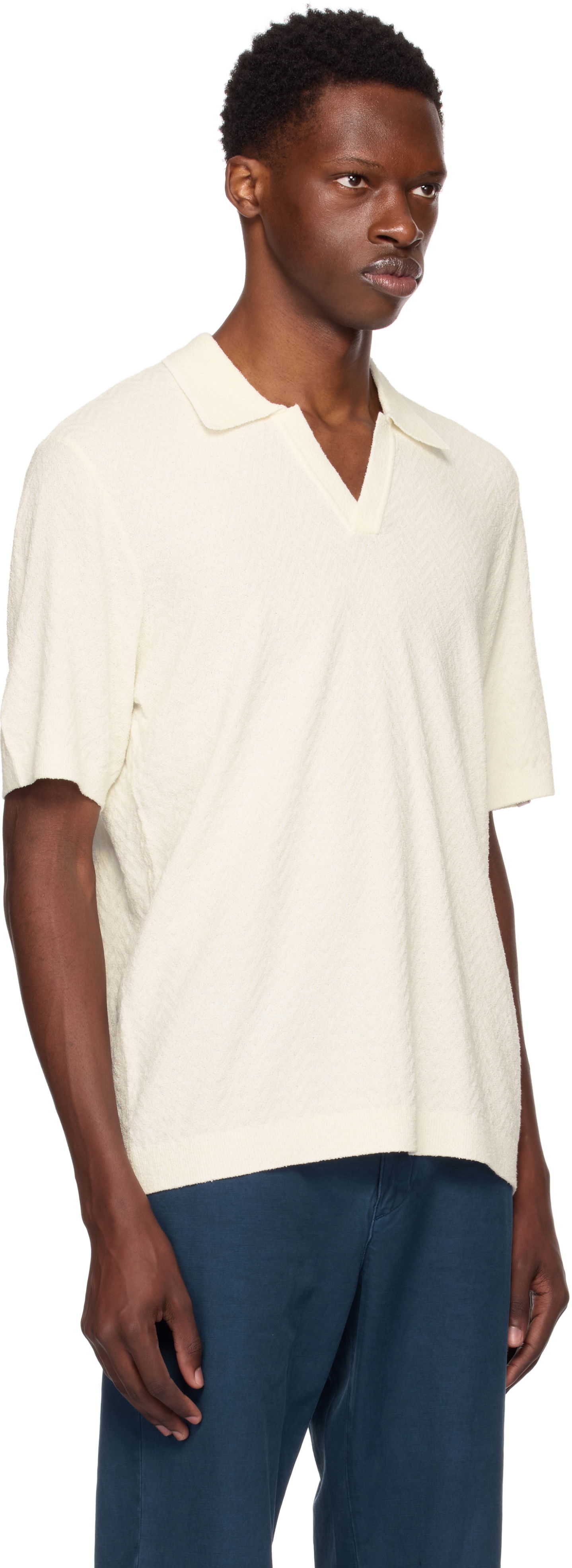 Сорочка поло rag & bone Rag & Bone Zuma Herringbone Knit Polo білий | MBS25P019NC19, 1
