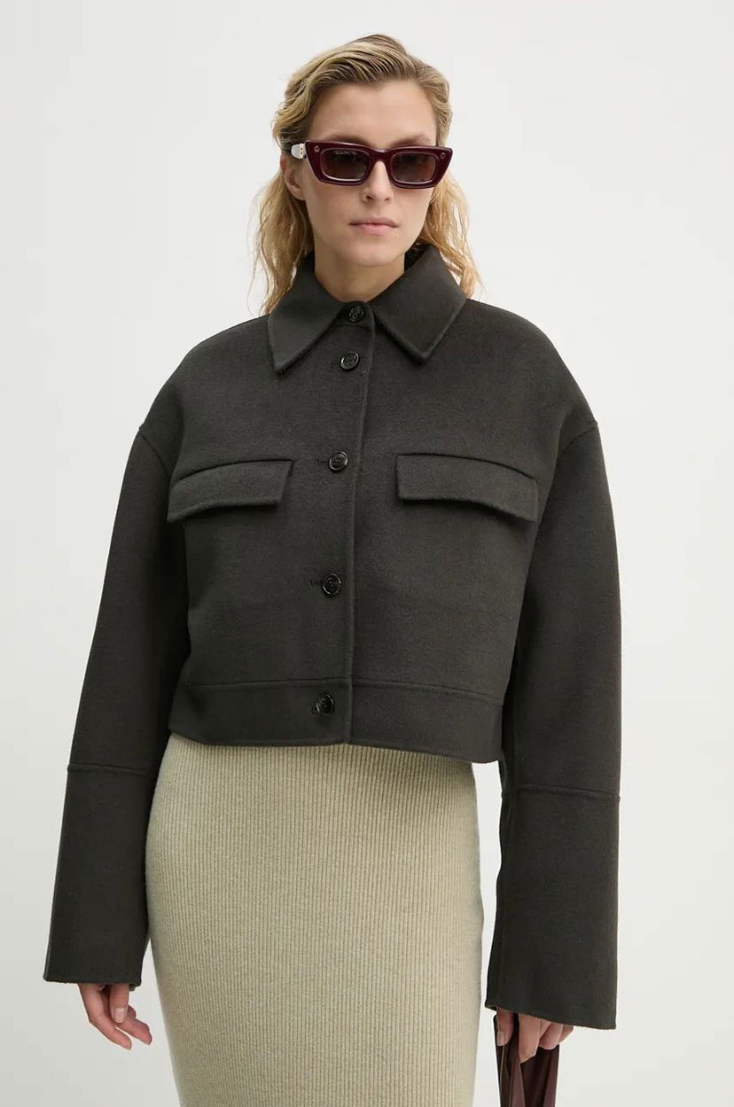 Куртка Nanushka Oversized Cropped Wool Jacket Зелений | NW24PFSG27197