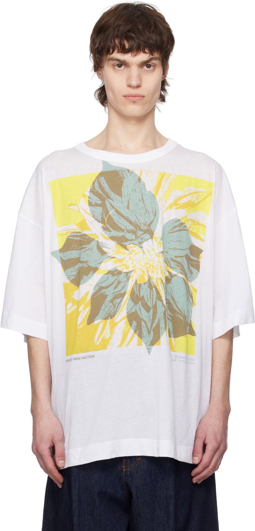 Футболка Dries Van Noten Dries Van Noten Floral Graphic T-Shirt білий | 251-021141-1608