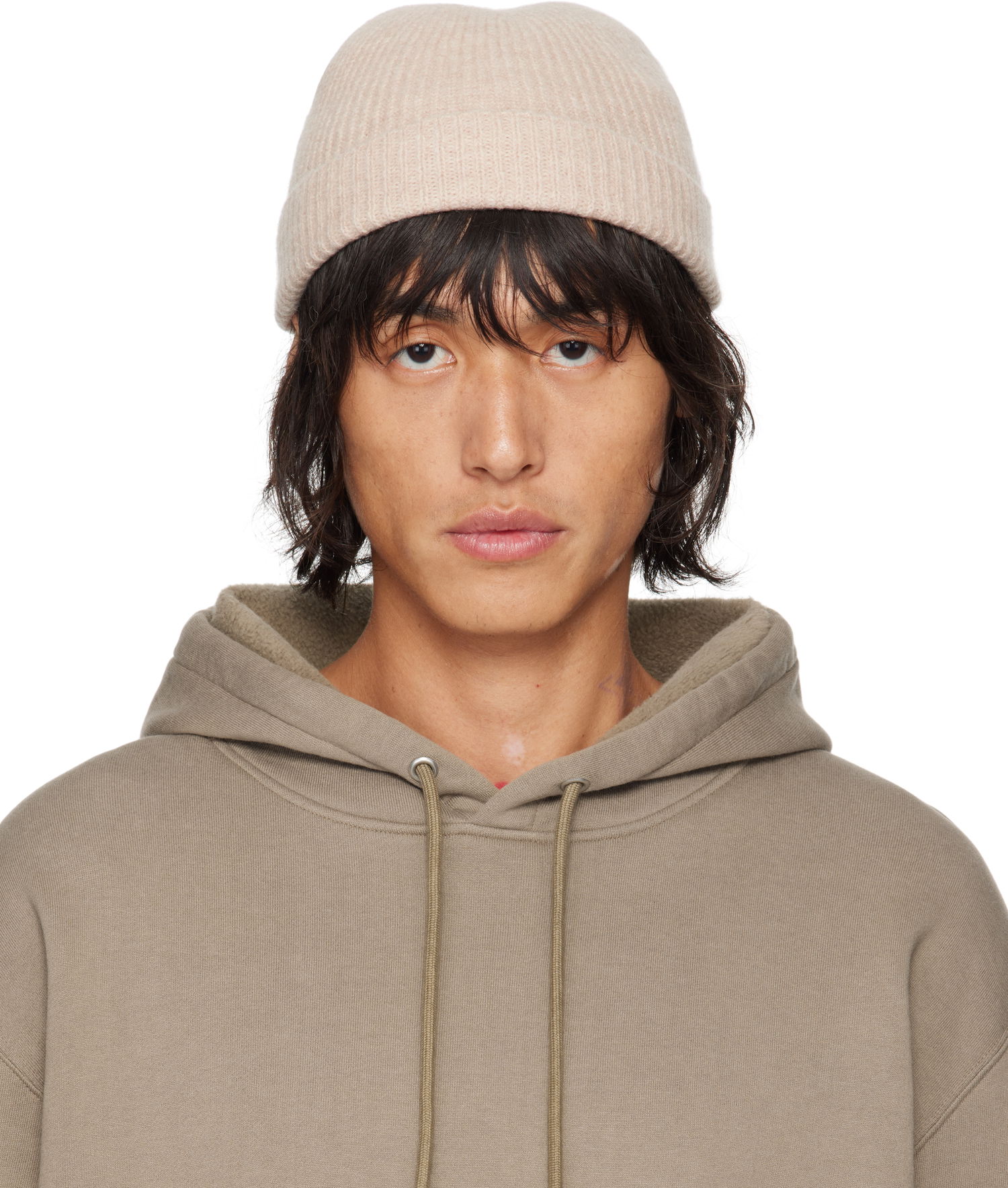 Шапка AURALEE Wool Soft Cord Knit Beanie бежевий | A24AC07FL, 0