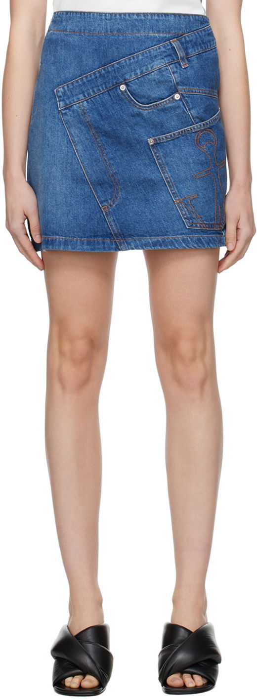 Спідниця JW Anderson Indigo Twisted Denim Miniskirt Синій | DK0020-PG1499