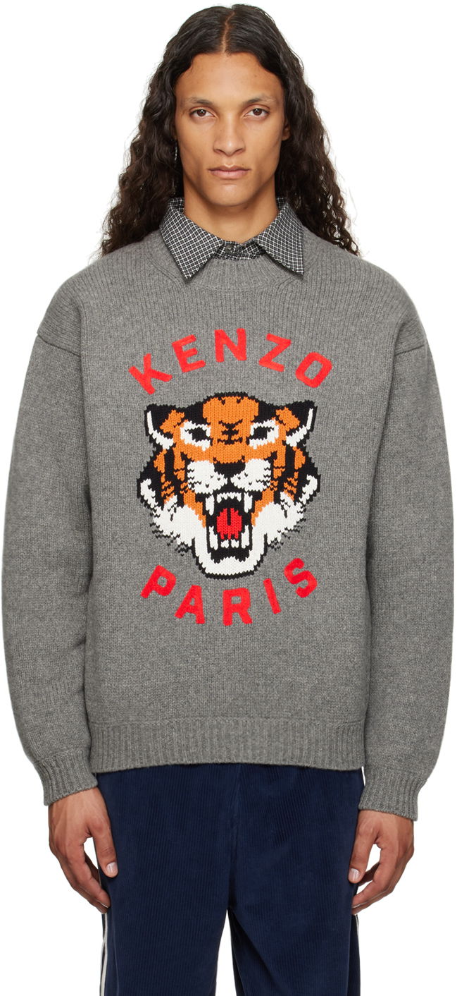 Cветр KENZO Gray Paris 'Lucky Tiger' Sweater Сірий | FE68PU4773LH