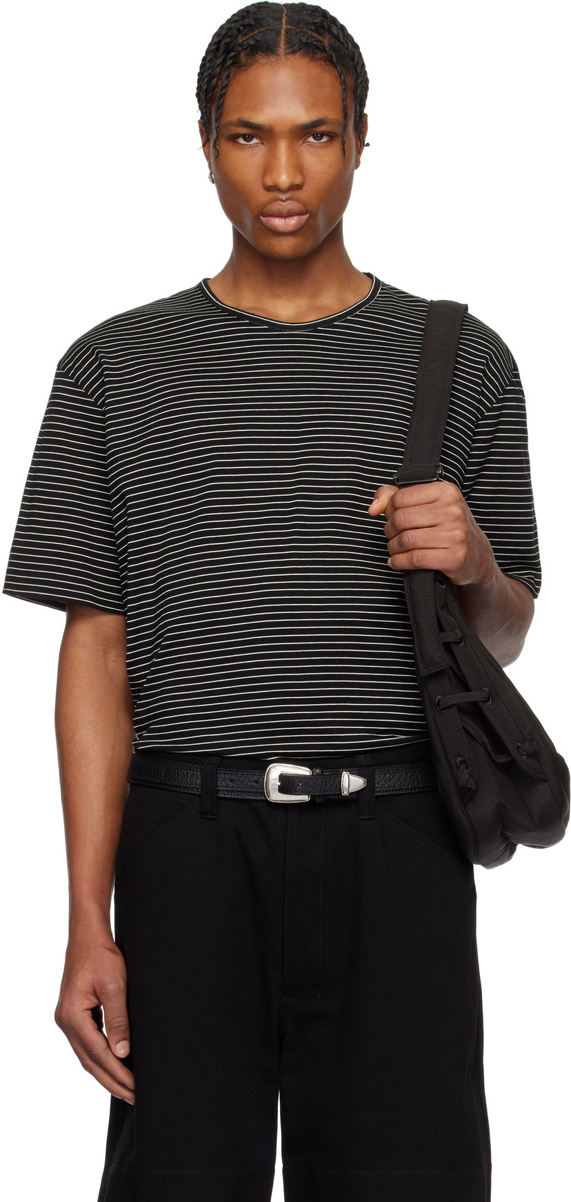 Футболка LEMAIRE LEMAIRE Striped Short Sleeve T-Shirt чорний | TO1385 LJ1033