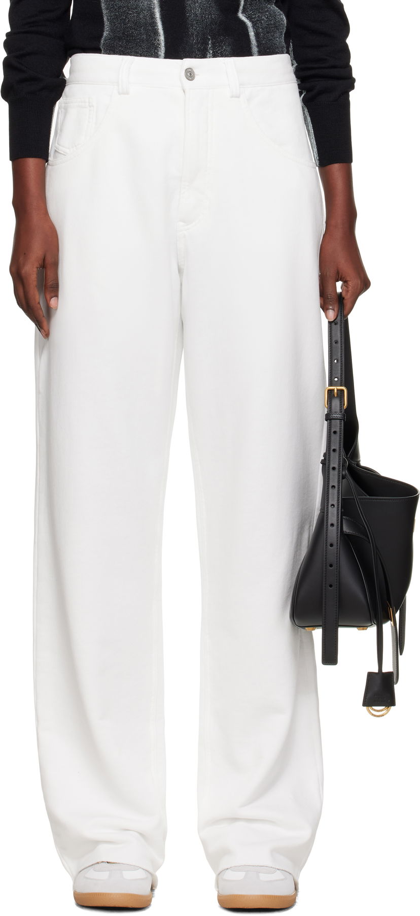 Штани Maison Margiela MM6 Maison Margiela Brushed Sweat Jersey Trousers білий | S52KA0548 M25014