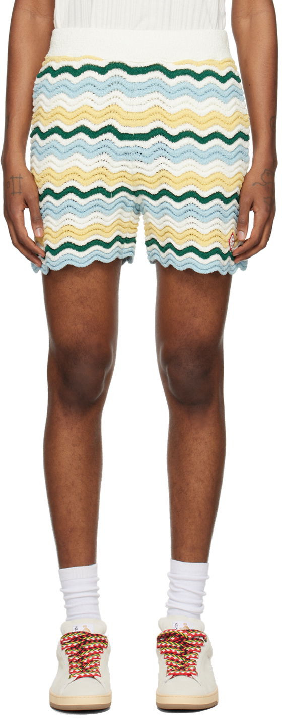 Шорти Casablanca Wavy Bouclé Shorts Зелений | MPS24-KW-601-01
