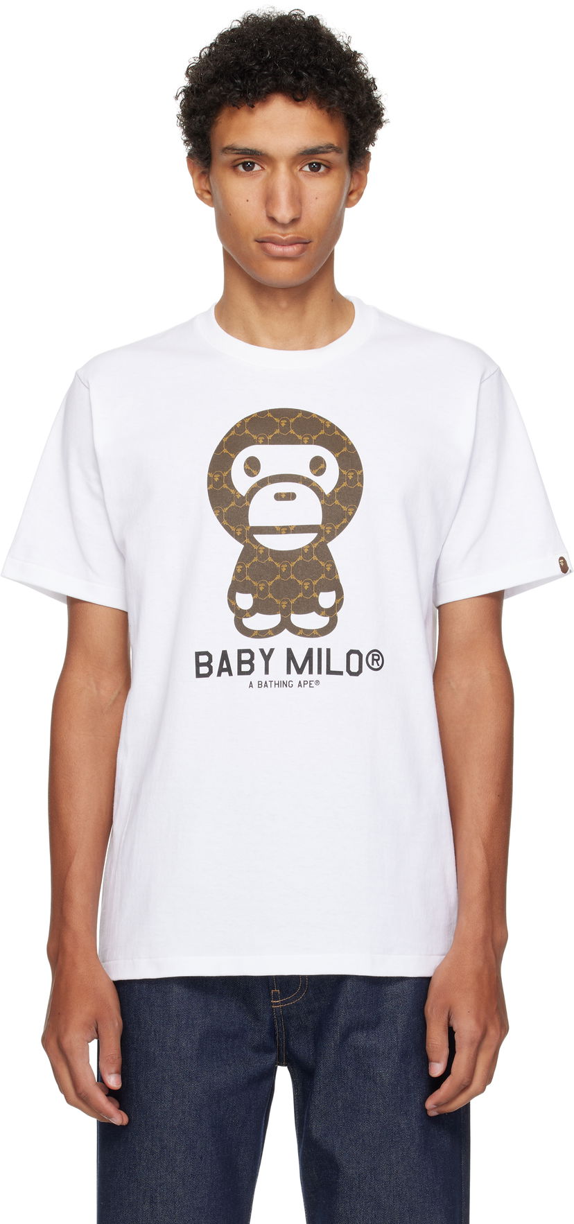Футболка BAPE BAPE College Monogram Baby Milo T-Shirt білий | 002TEL301008M