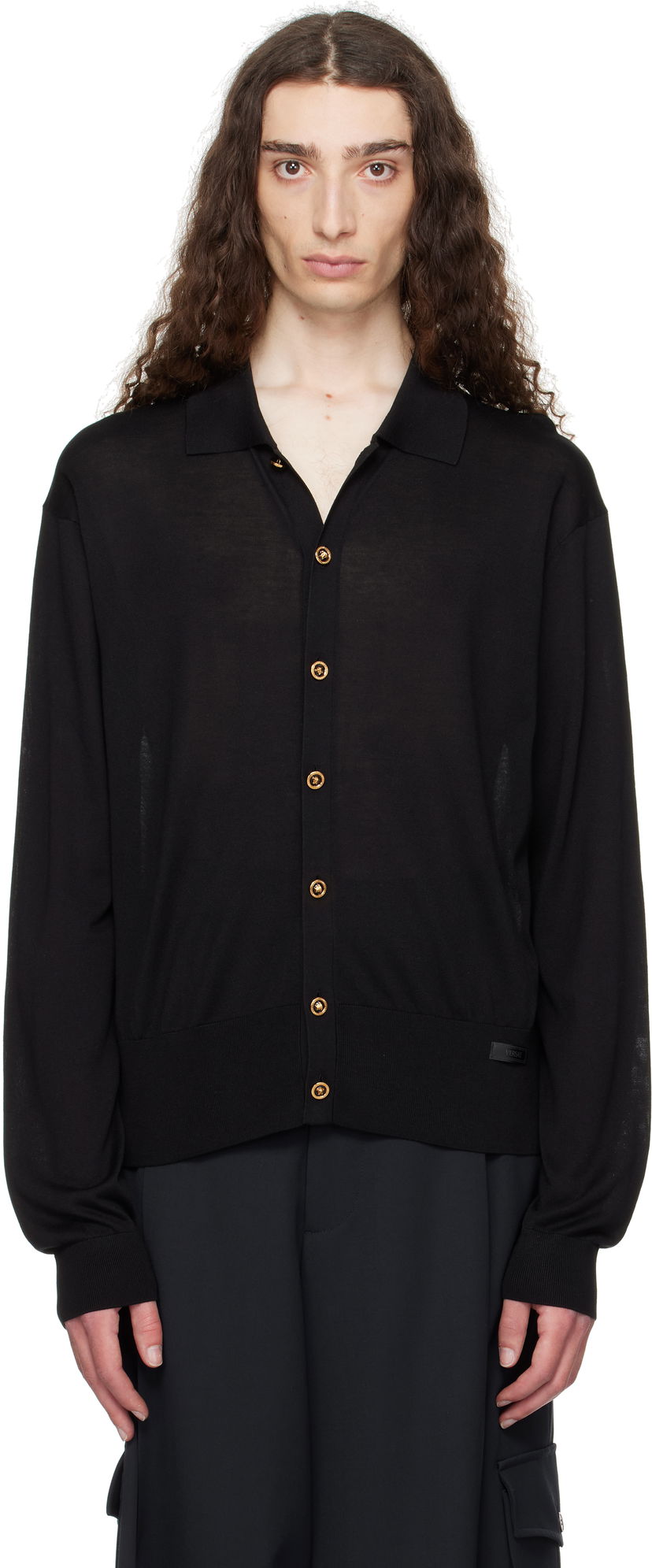 Cветр Versace Versace Knit Silk Cardigan чорний | 1020281_1A12273