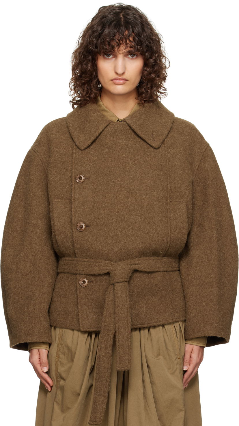 Пальто LEMAIRE Lemaire Short Asymmetrical Bathrobe Jacket Коричневий | CO1083 LF504