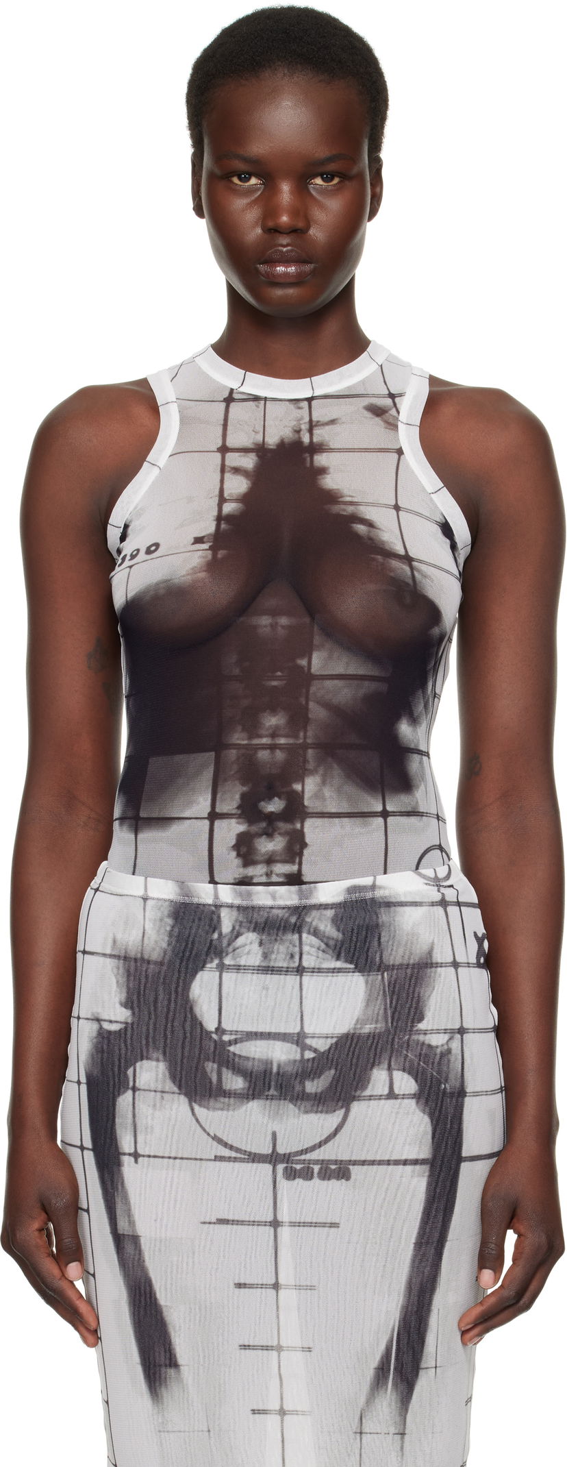 плаття Jean Paul Gaultier Jean Paul Gaultier 'The Squeletor' Printed Bodysuit білий | 25/33-F-BD058-T580-0100