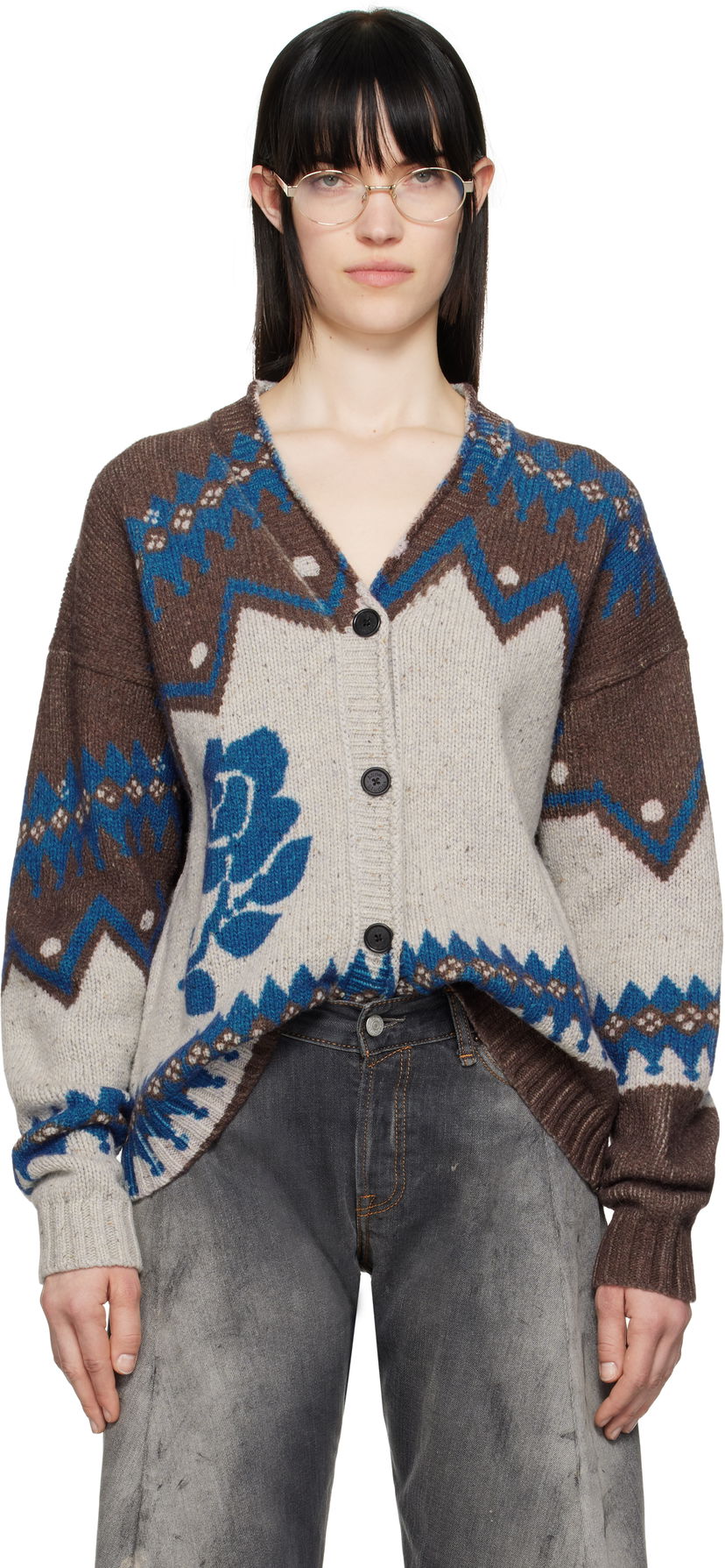 Cветр Acne Studios Acne Studios Jacquard Wool Cardigan Різнокольоровий | A60577-