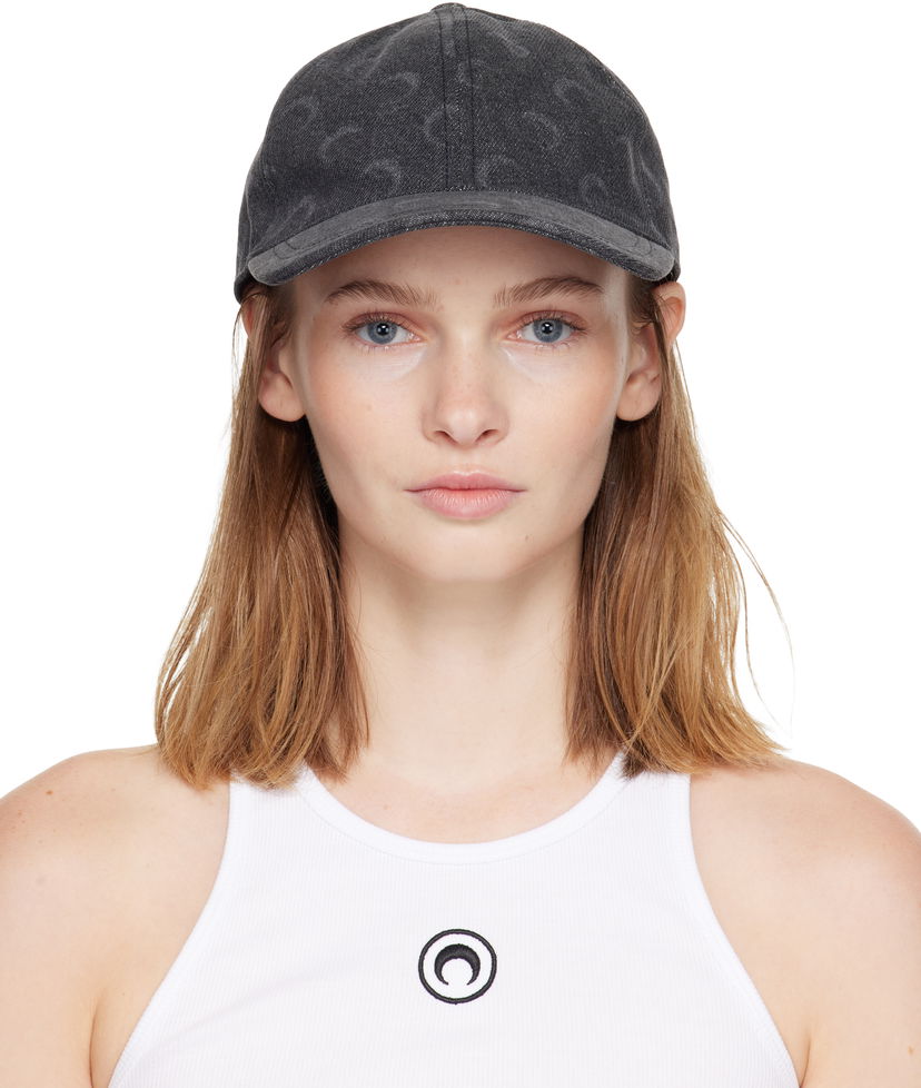 Кепка Marine Serre Moon Laser Denim Baseball Cap Сірий | UHG048ACDEN0006