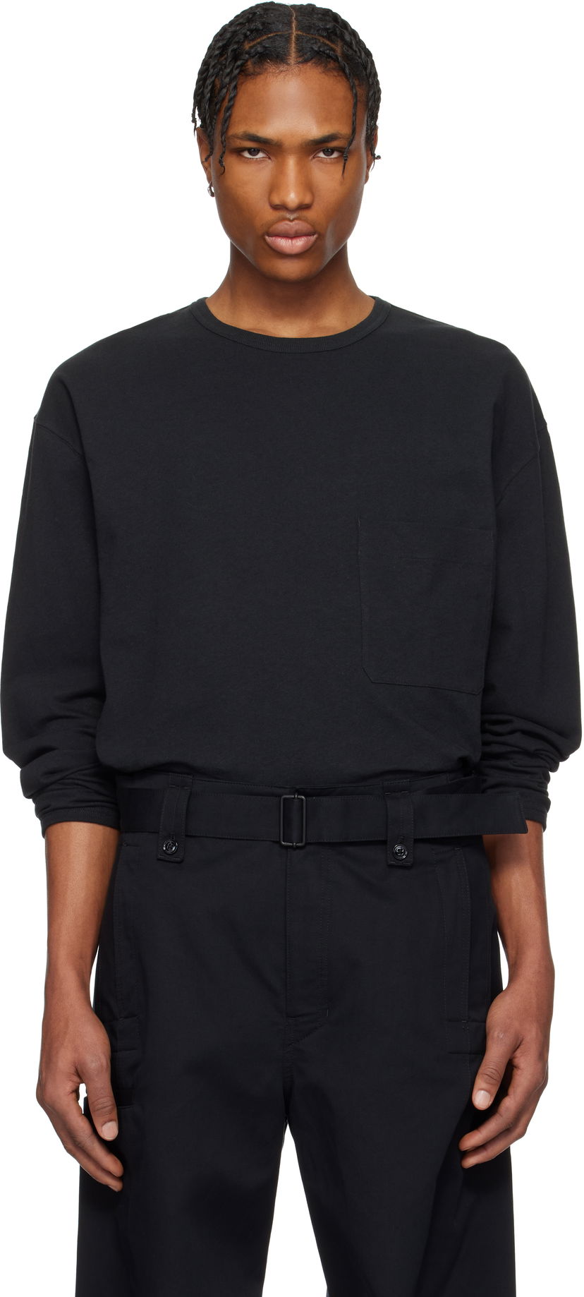 Футболка LEMAIRE Lemaire Boxy Pocket Long Sleeve T-Shirt чорний | TO1340 LJ1010