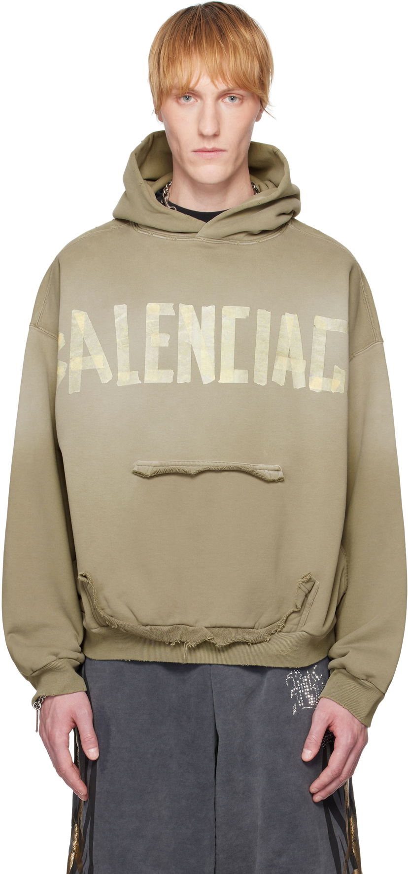 Світшоти Balenciaga Balenciaga Tape Type Ripped Pocket Hoodie Зелений | 744441TQVA9
