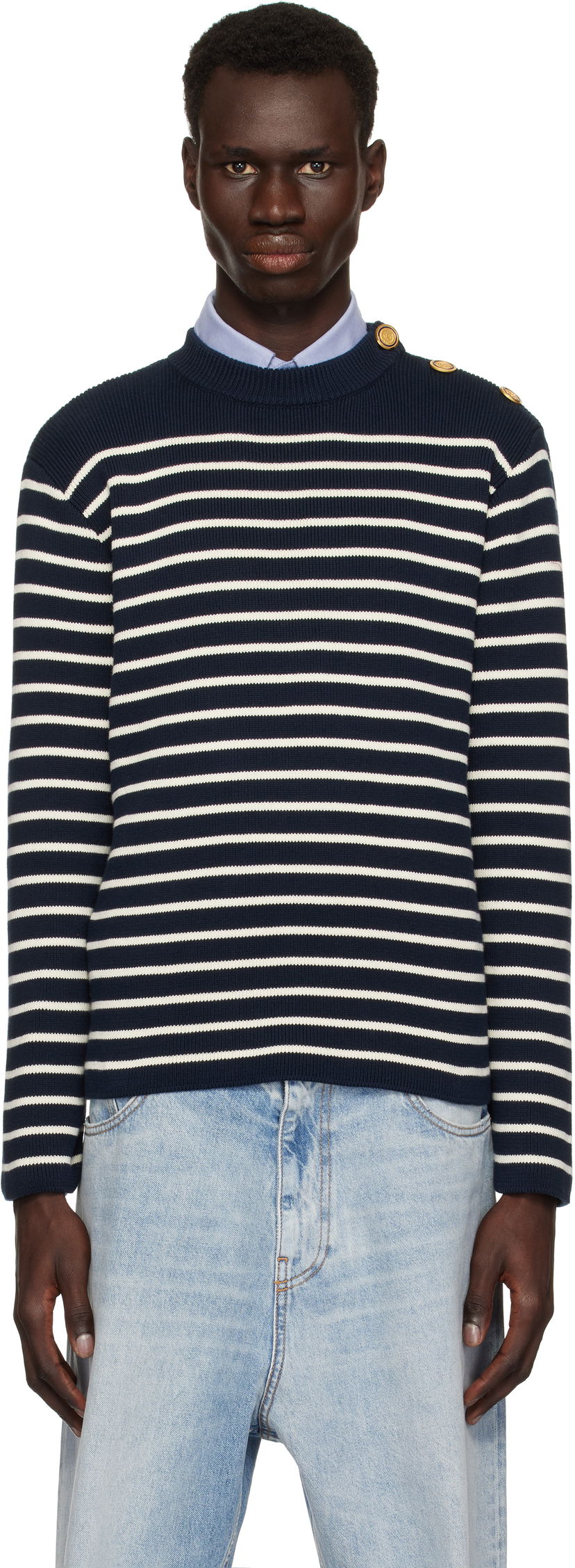 Cветр Valentino Valentino Striped Sweater темно-синій | 6V3KC33MAR6