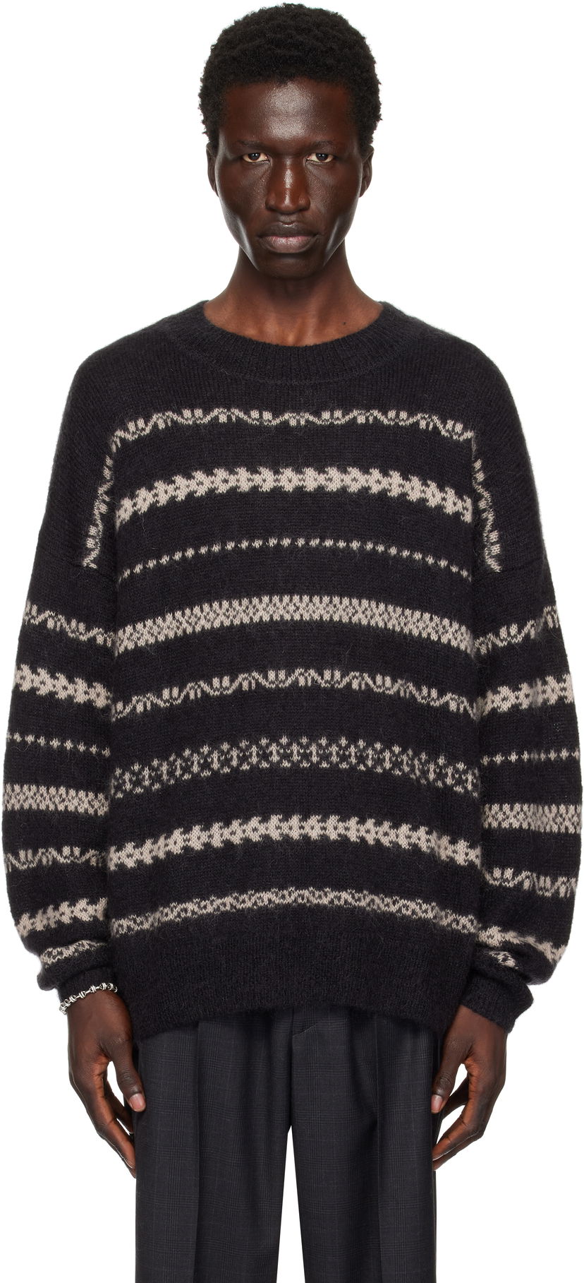 Cветр ISABEL MARANT Striped Knit Sweater чорний | 25PPU0652HA-C1L04H