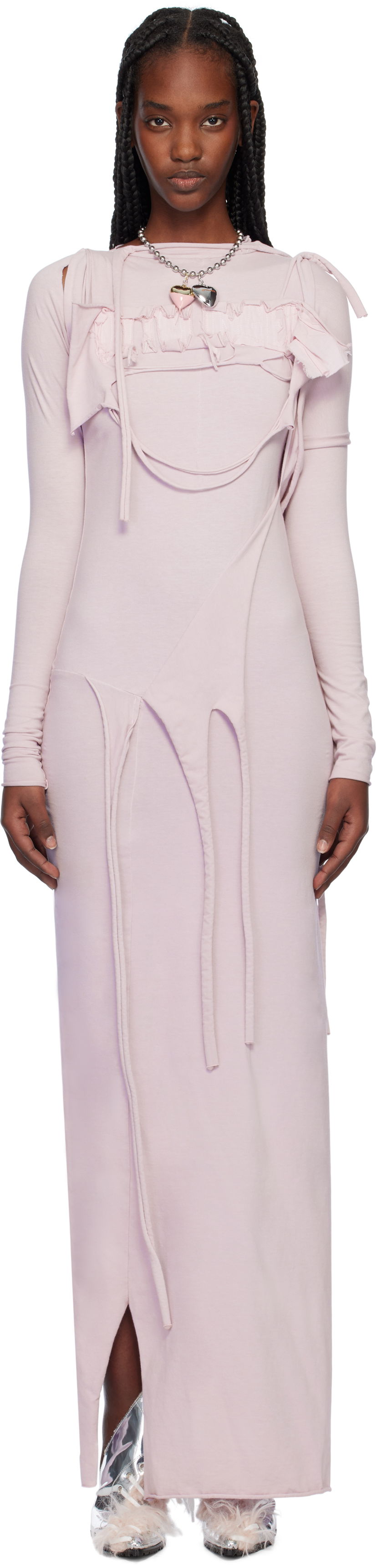 плаття Ottolinger Ottolinger Distressed Longsleeve Maxi Dress Рожевий | 2204030114