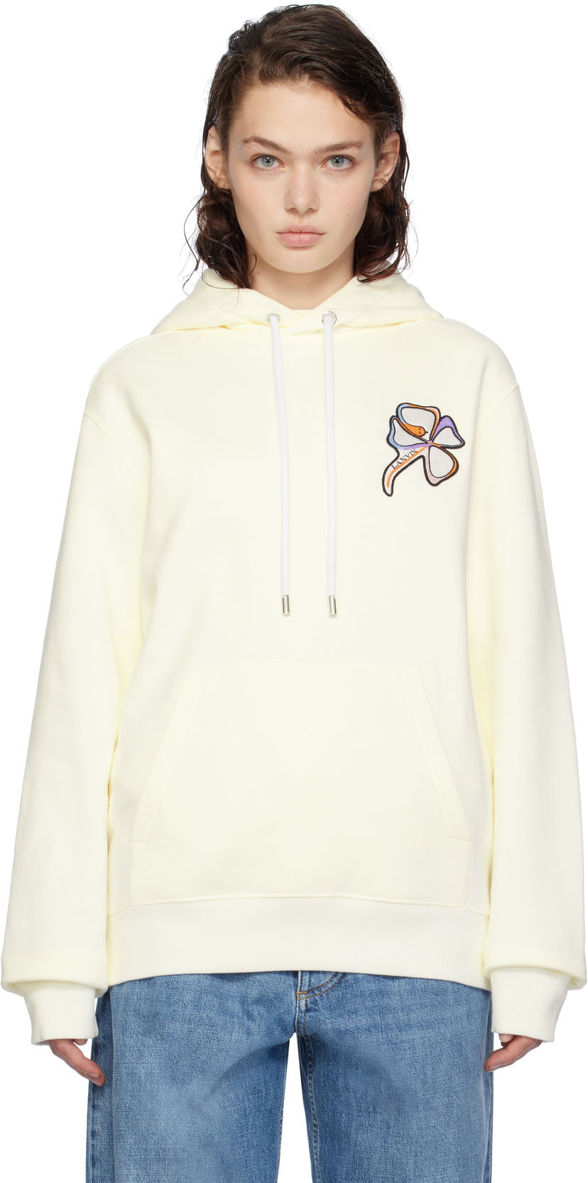 Світшоти LANVIN Clover Snake Patch Hoodie білий | RU-HO0001-J156-H24