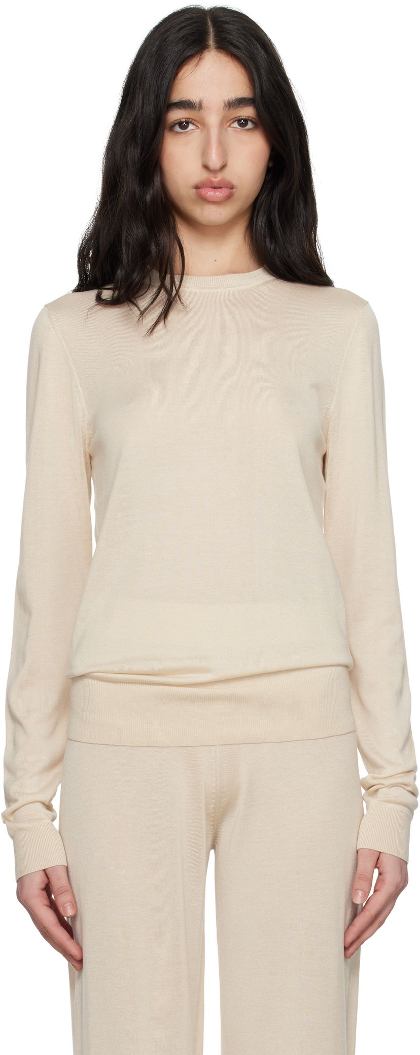 Cветр TOTEME TOTEME Fine Knit Crewneck Sweater бежевий | 252-WRT0463-YA0151