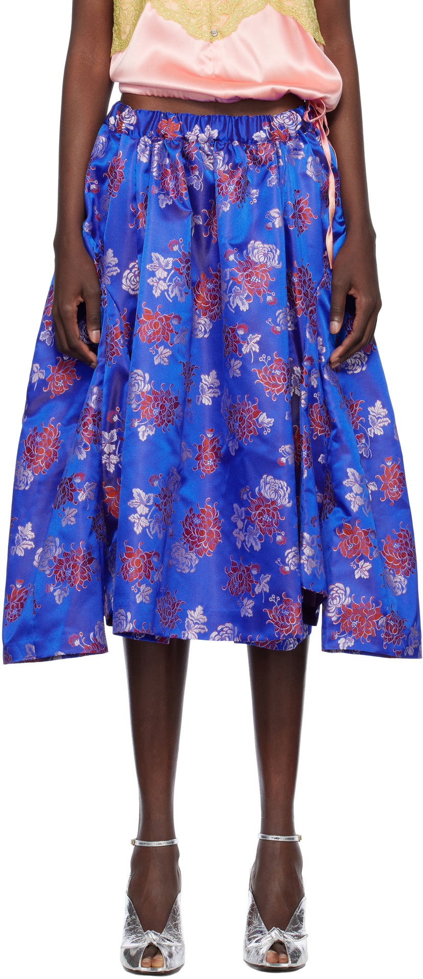 Спідниця Comme des Garçons Comme des Garçons Jacquard Pattern Midi Skirt Синій | GO-S002-051-1