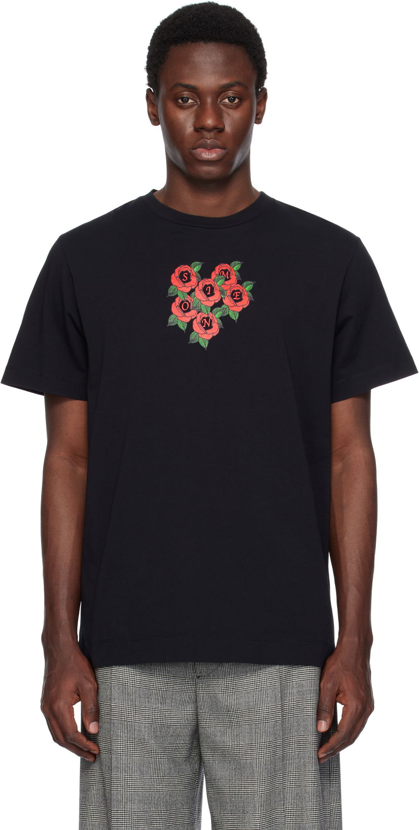 Футболка Simone Rocha Simone Rocha Cluster Rose Logo Print T-Shirt чорний | 5195P36P37-M 0569