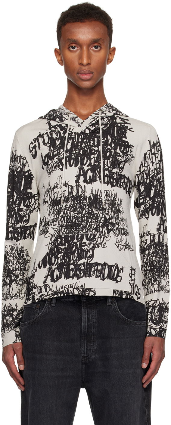 Cветр Acne Studios Acne Studios Printed Hoodie Сірий | B60336-