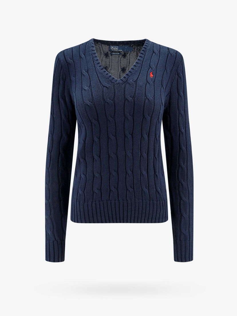 Cветр Polo by Ralph Lauren Cable Knit V-Neck Sweater Синій | 211891641002