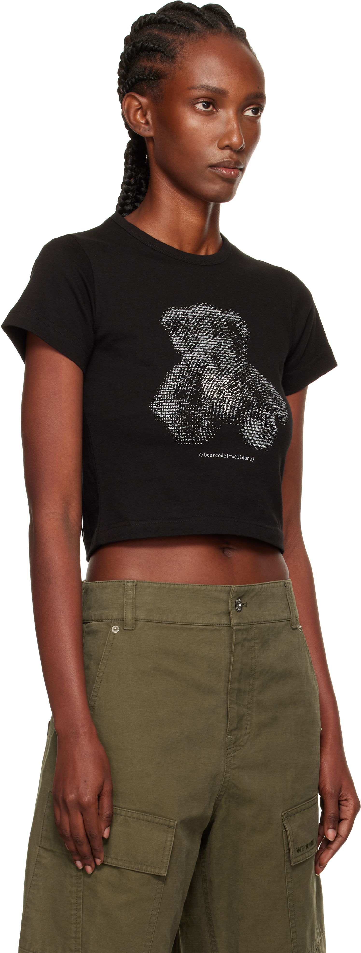 Футболка We11done We11done Code Teddy Cropped T-Shirt чорний | WD-TT2-25-770-W-BK, 1